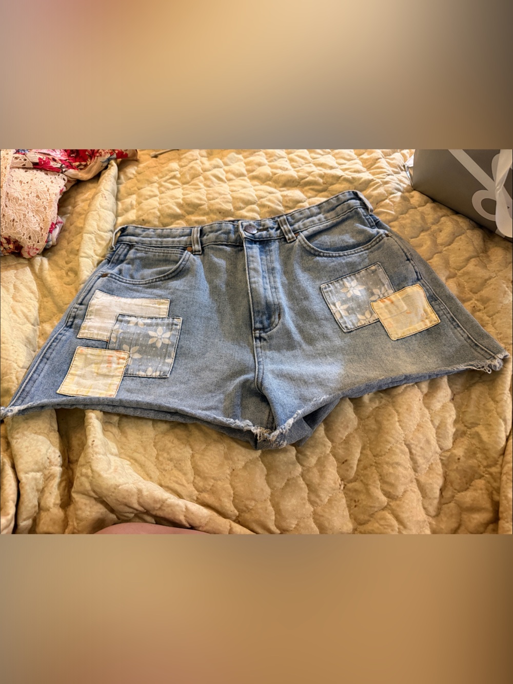 Wrangler Light Blue Denim Patchwork Women's Shorts